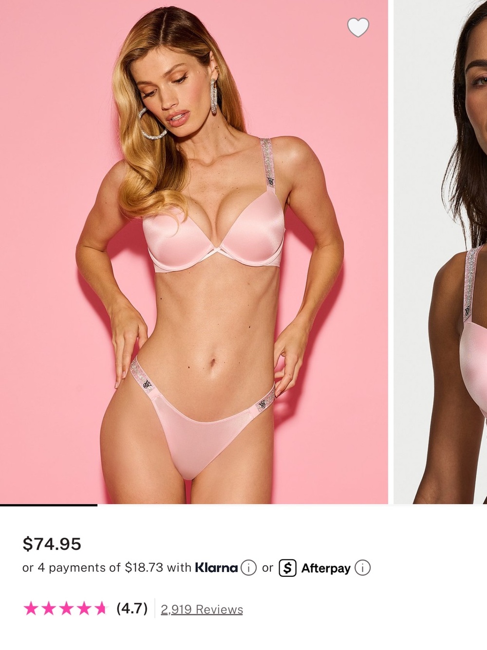 Victoria Secret Blue Satin Push-Up Bra and Bikini Set - NWT